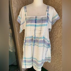 Free People Plaid and Shimmery Loose and Flowy Mini Dress